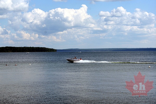Boating Waskesiu Lake