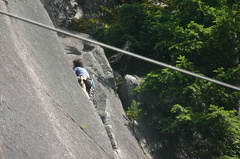 Climbing straight up the face
