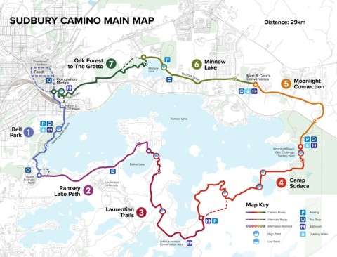 Sudbury Camino Main Map shared by a Canada Adventure Seeker while exploring Northern Ontario.