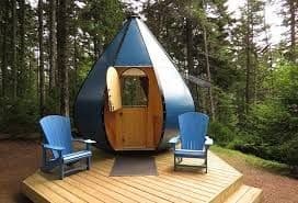 Unusual Places to Stay in Eastern Canada includes tear drop Camping in Bay of Fundy Park.