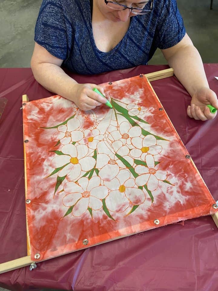 Learn silk painting on fabric when in Tumbler Ridge BC
