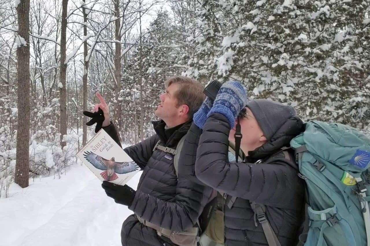 Dr. Sonya Richmond and Sean Morton birdwatching in our winter months.