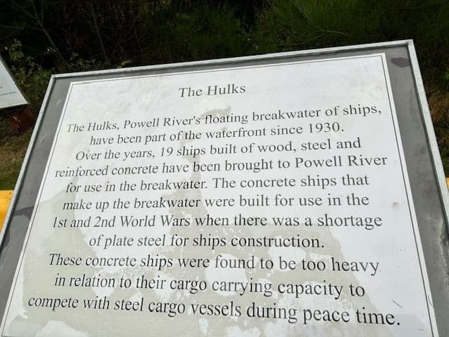 The Giant Hulks storyboard in Powell River BC Canada tells the story of the ships.