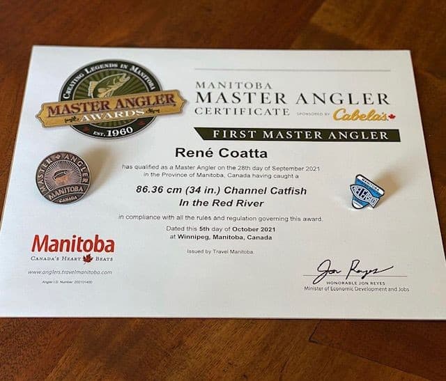 Manitoba Master Angler Certificate and award badges available to all ages of fisherman and fishing enthusiasts.