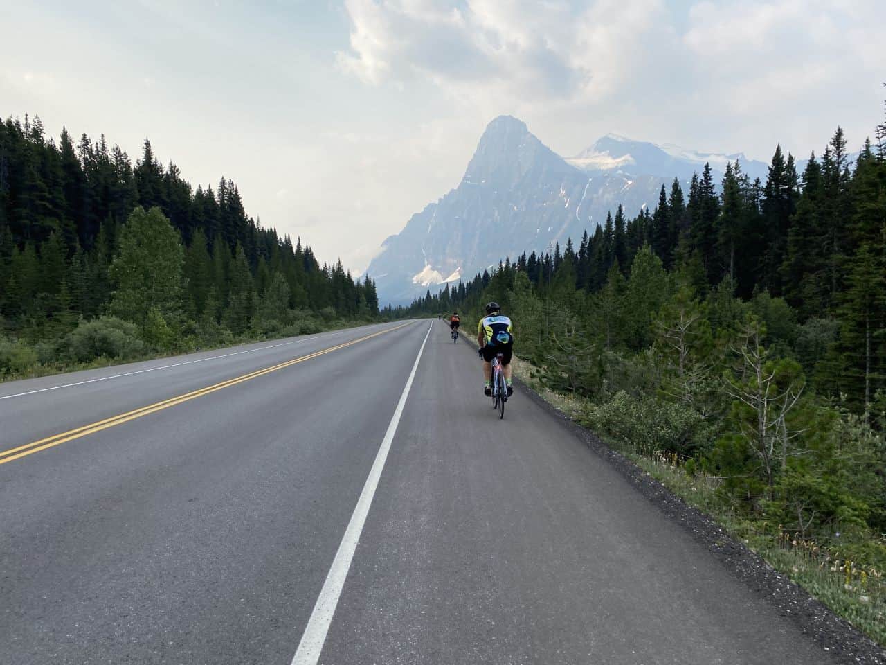 Cycling along the Icefields Parkway in Banff National Park, Alberta, Canada is an epic Canadian Rocky Mountain bike riding adventure.