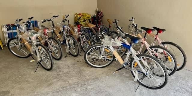 A garage full of bikes that will be donated to deserving children in rural Panama