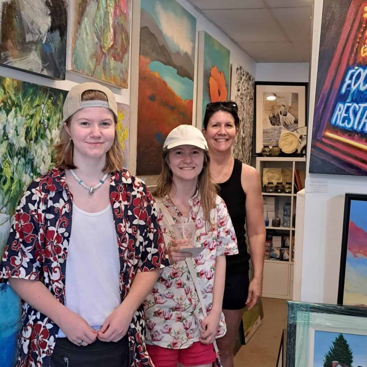 A family enjoying a visit to an art store in Fort Langley BC