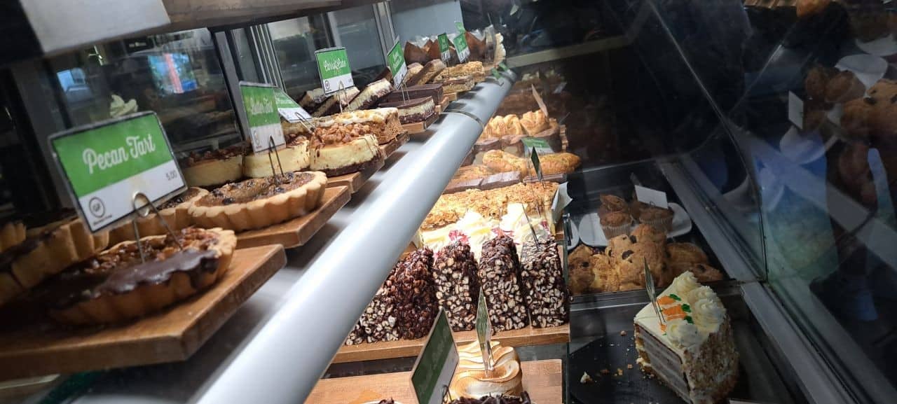 A display of assorted baked goods at Wendels Bookstore and Café
