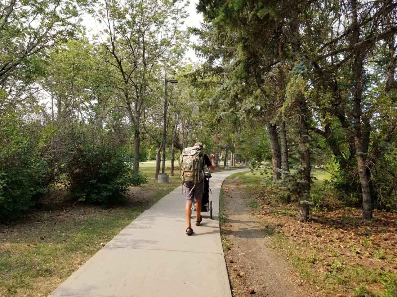 The Wascana Center Trail is an urban pathway that is part of the Trans Canada Trail, and it is popular with walkers, joggers, and cyclists in Regina, Saskatchewan.