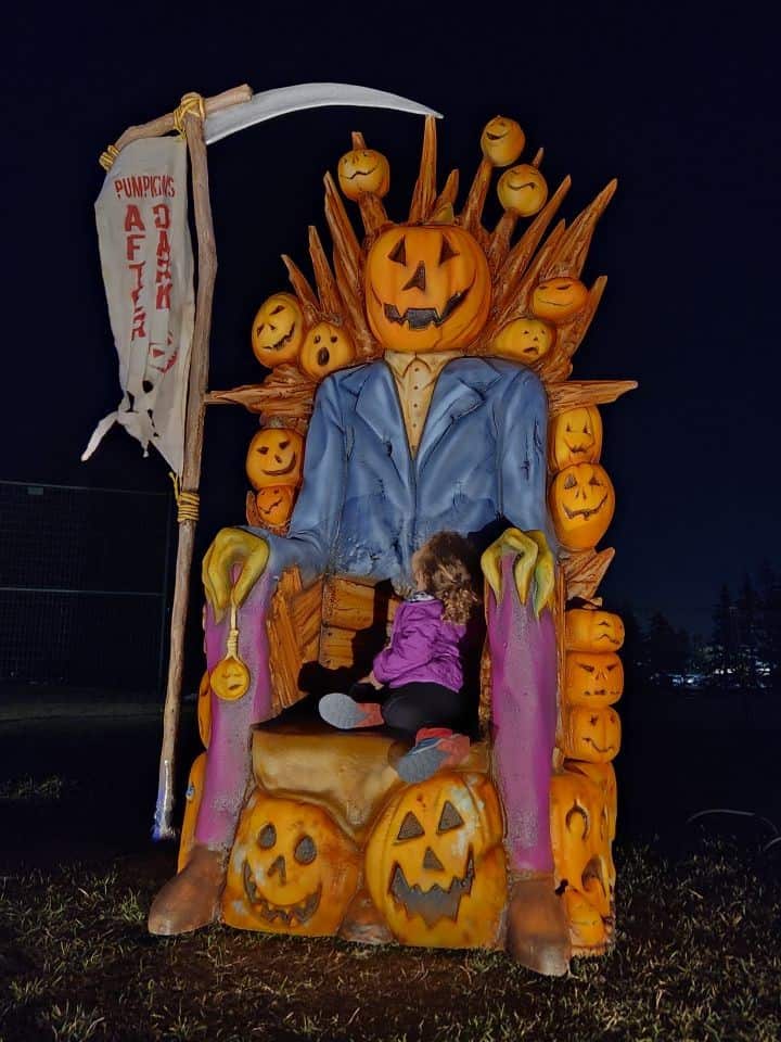 Scary pumpkin chair at Pumpkins After Dark in Calgary