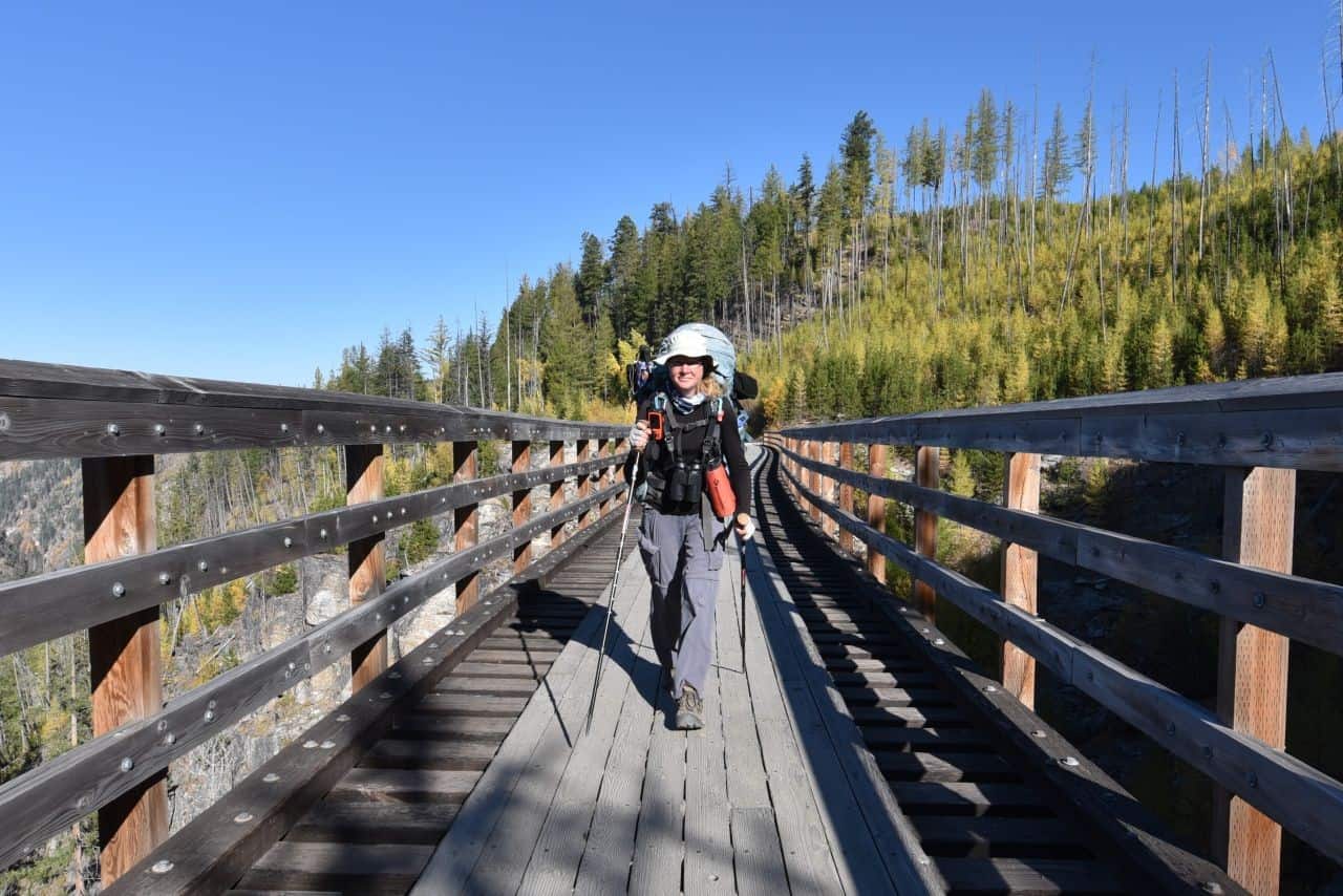 The Myra Canyon Trestles are a beautifully scenic stretch of BC's Kettle Valley Rail Trail (KVR), a popular hiking and trail in British Columbia, Canada.