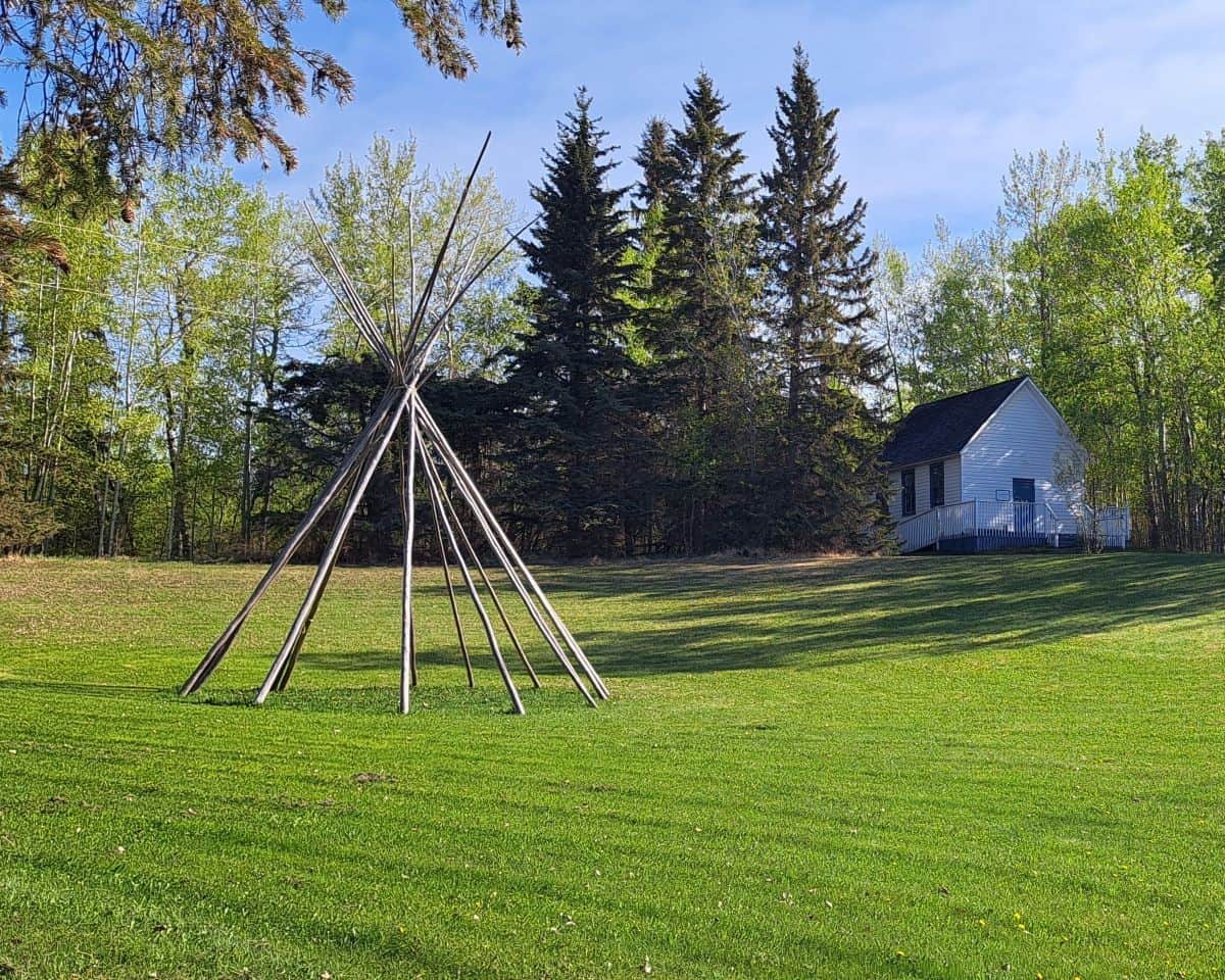 Telfordville Church & Tipi at Rundle's Mission is a piece of history of the region in Alberta Canada.