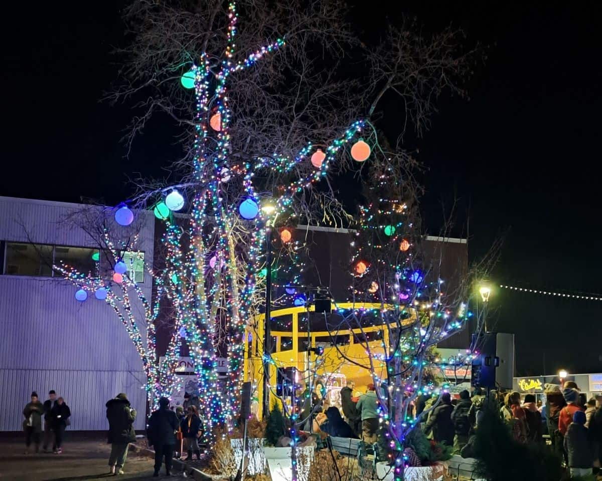 The All is Bright Festival holds the official 124 Street light up the square event in Edmonton, Alberta, Canada.