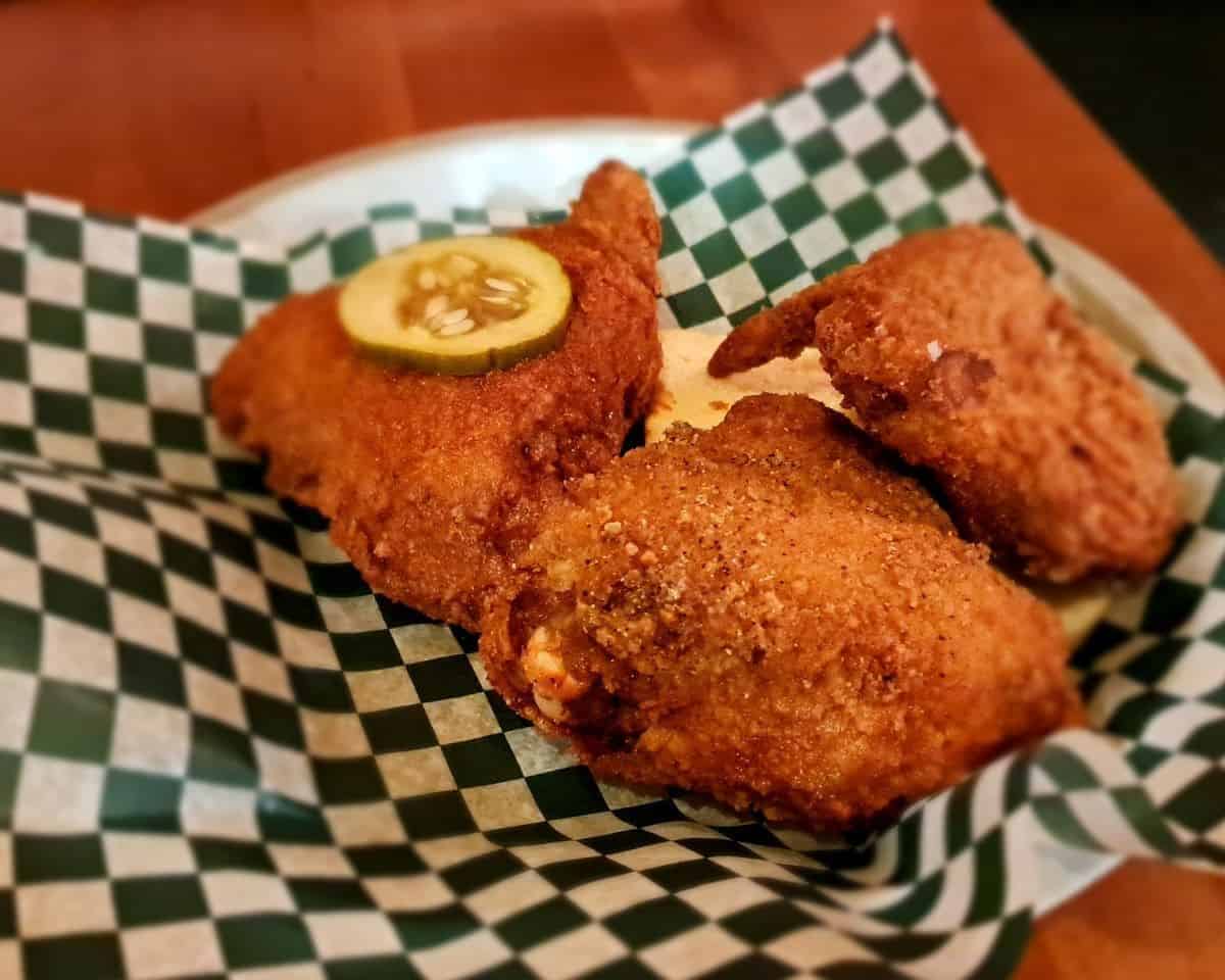 A 3-piece fried chicken dinner at Northern Chicken on 124 Street in Edmonton Alberta Canada. This is a locally created, owned and operate independent restaurant.