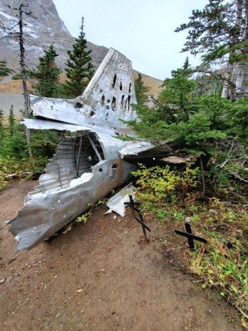 The North York Plane crash trail is found on the south side of the Crowsnest Pass and the North side of the Castle Provincial Parks. A difficult 9km trail leads you to a fallen military plane.