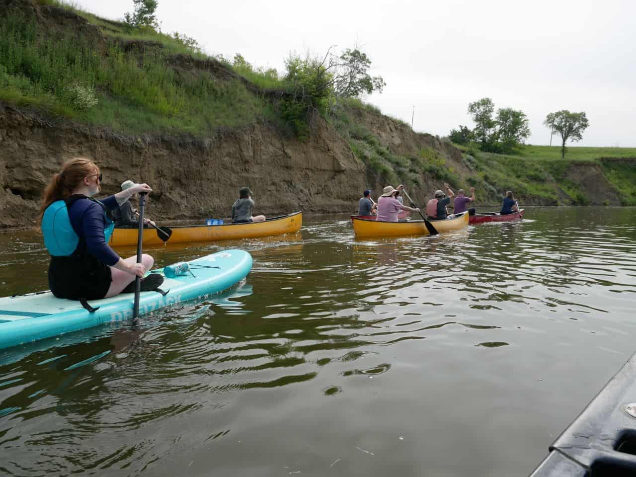 Paddling the Moose Jaw River in the Wakamow Valley in Saskatchewan Canada.