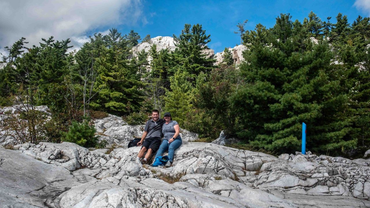 Taking a well deserved break exploring the Crack Hiking Trail in Ontario Canada.