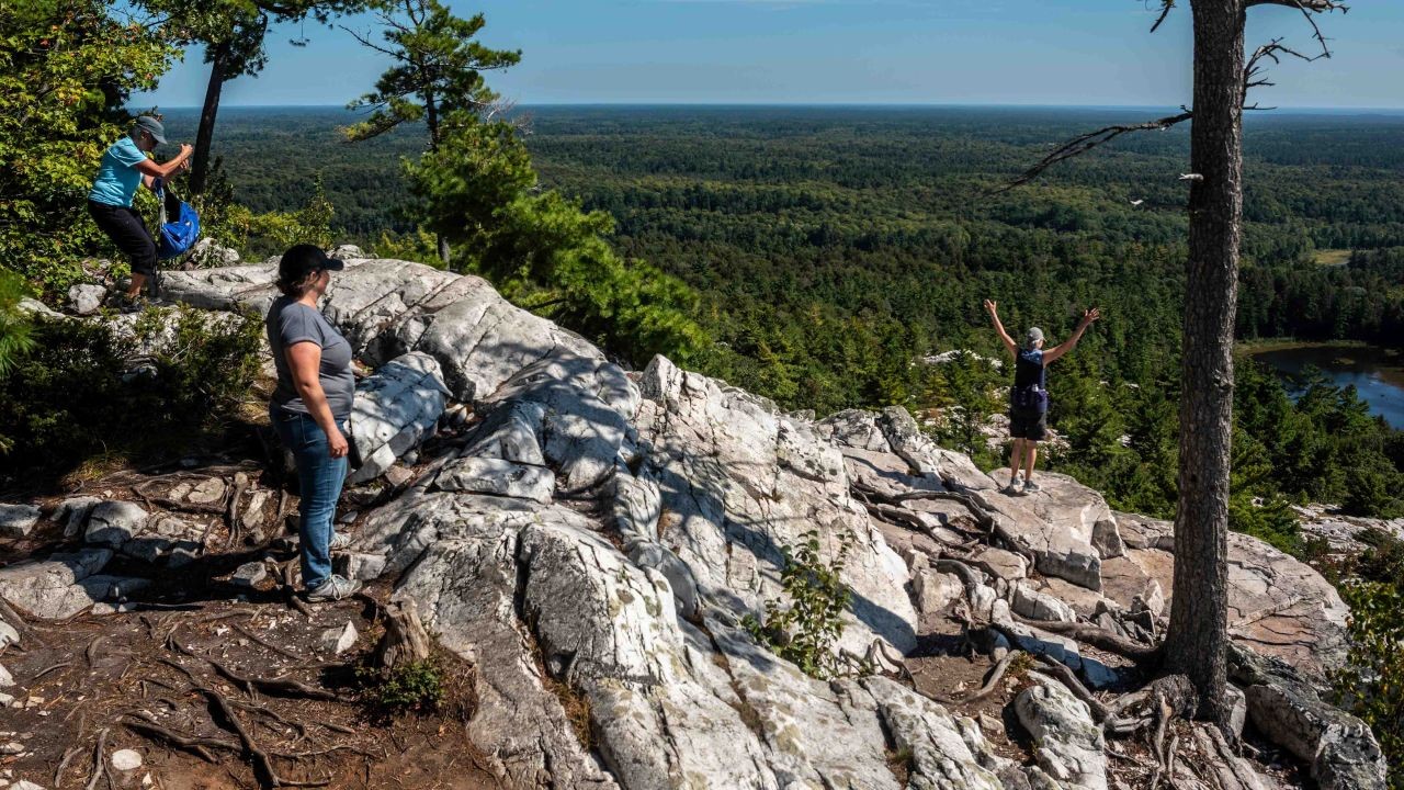 Hiking in Ontario Canada near the community of of Marathon, Ontario, Canada.