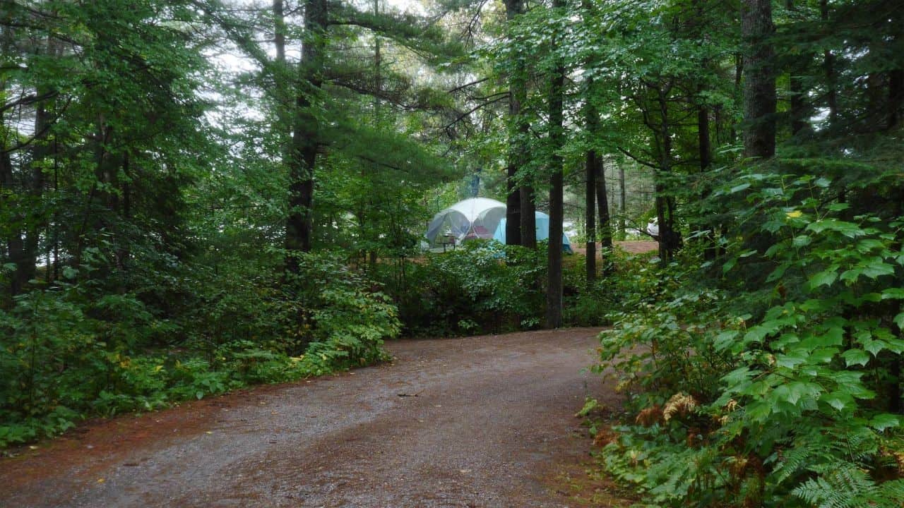 Roads to campground in Grundy Lake Provincial Park in Ontario Canada.