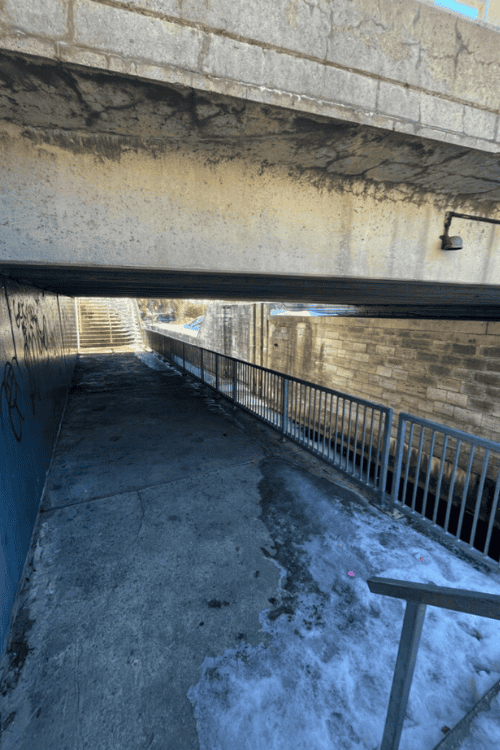 A concrete walkway beside Lock 34, Fenelon Falls, Canada.