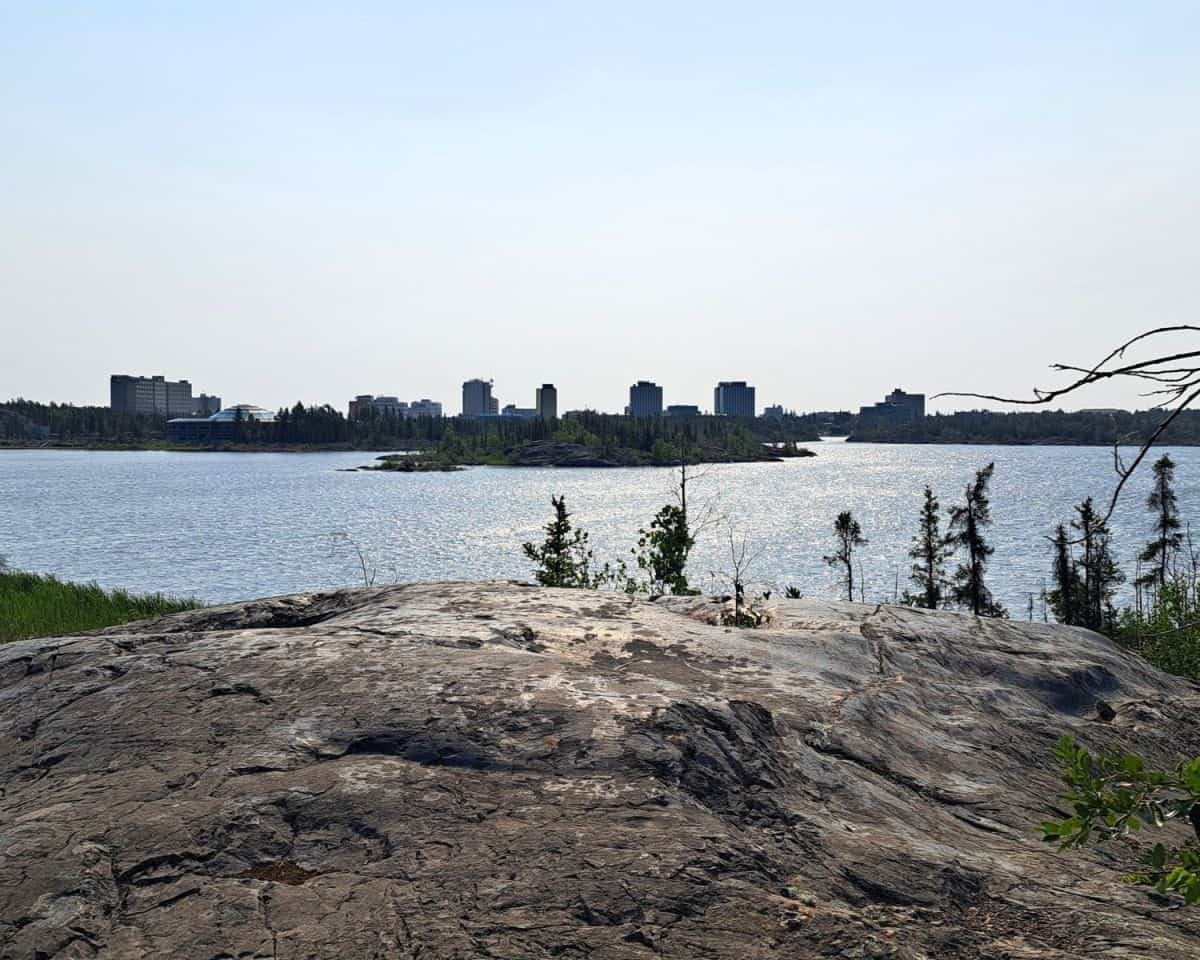 Frame Lake Trail has nice views of downtown Yellowknife and the Legislative Assembly of the Northwest Territories.