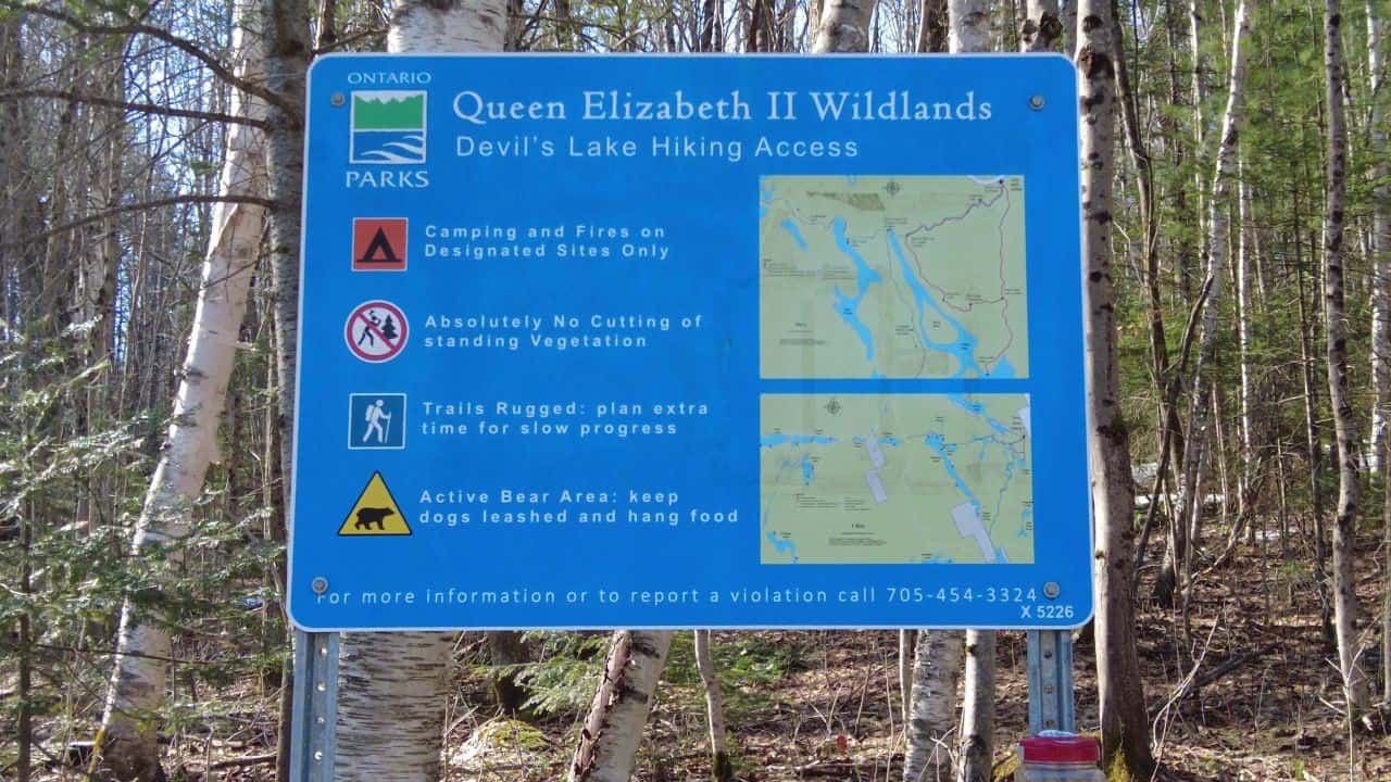 Devels Lake Access point in the Queen Elizabeth II Wildlands Provincial Park in Ontario Canada.