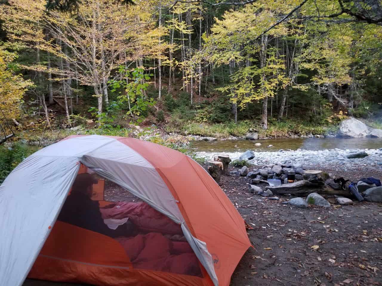 The sound of wind and water lulled us to sleep during our second night on the Fundy Footpath, when we pitched our tent at the Quiddy River campsite.