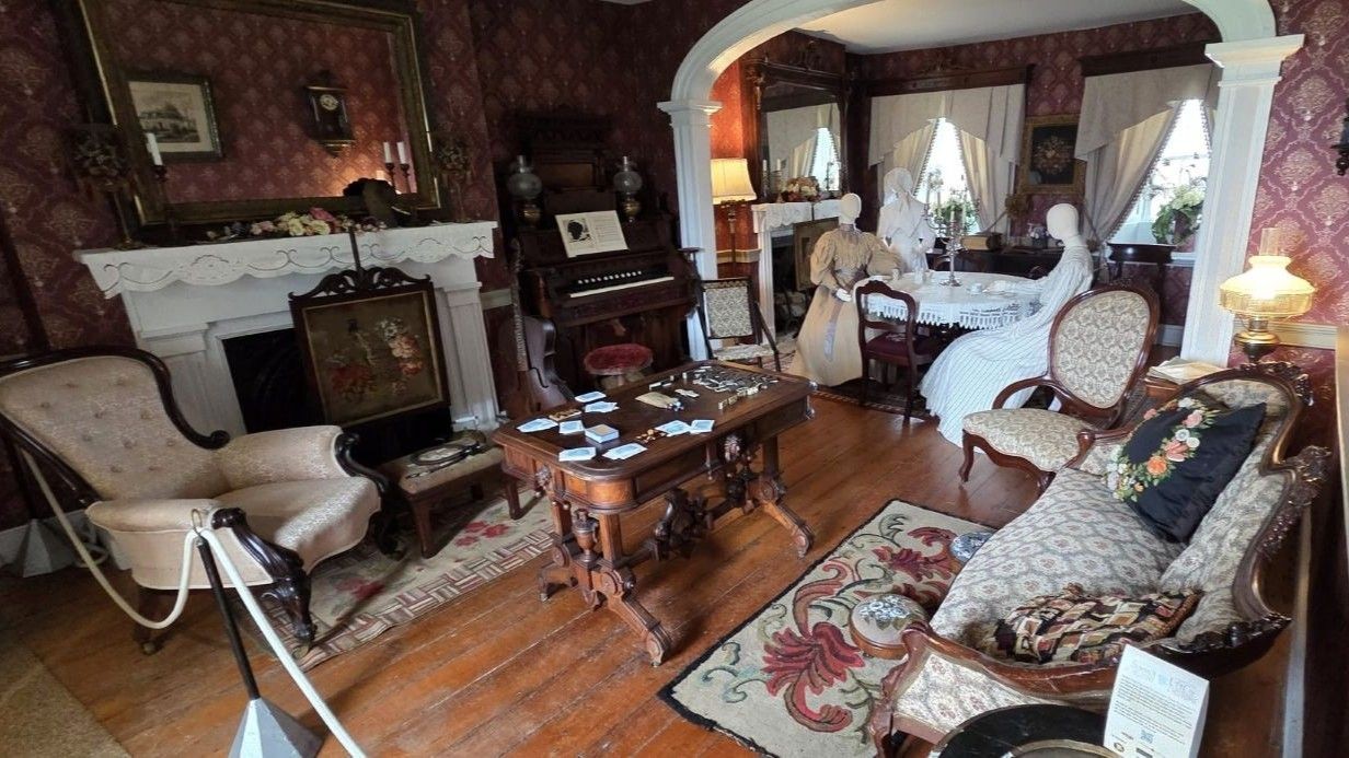 The parlour inside Keillor House Museum in Dorchester NB has been restored and features period furnishings and decor to help tell the story of John Keillor and  his family in the early days of life in Dorchester.