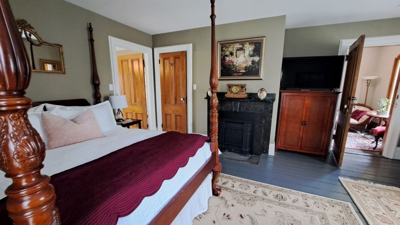 Named after prominent Dorchester resdient, John Keillor, the Keillor Suite at Maplehurst Manor B&B is luxurious with a four-poster bed and restored fireplace.
