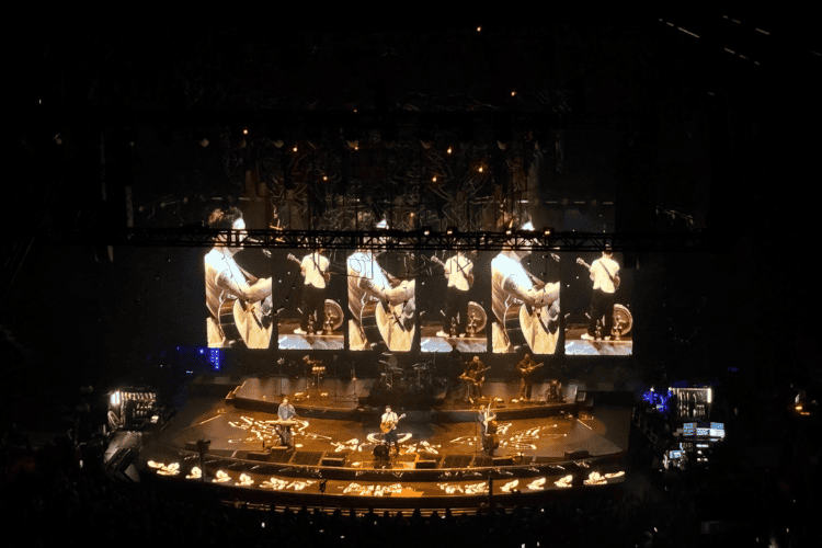 Mumford and Sons at the Bell Centre in Montreal - using giant screens to highlight the band members making even the furthest seat feel up-close and personal.