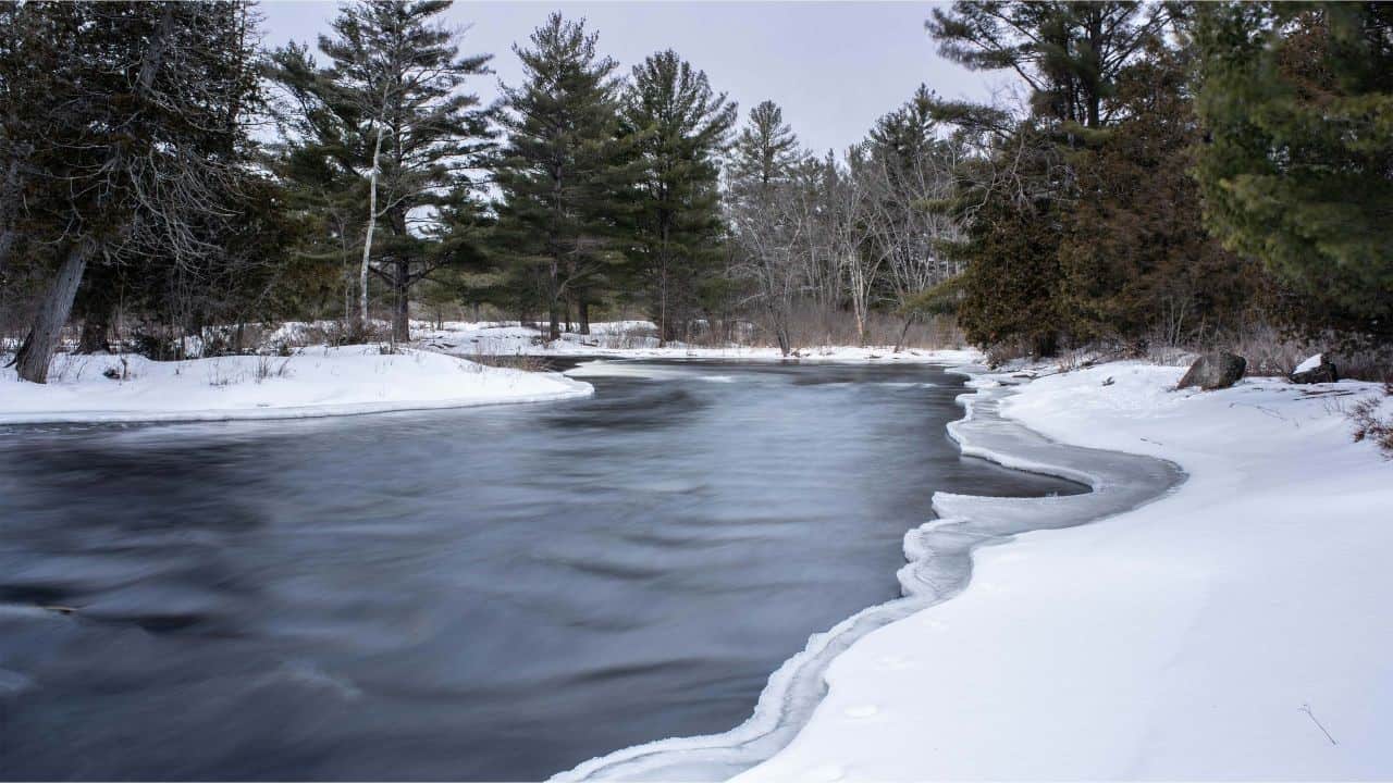Snow Covered River Banks