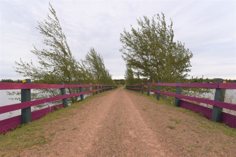 A picturesque bridge and causeway along the Camino de la Isla in Prince Edward Island showcases coastal scenery, gentle terrain, and the accessible beauty of this long-distance Canadian Camino walking route.