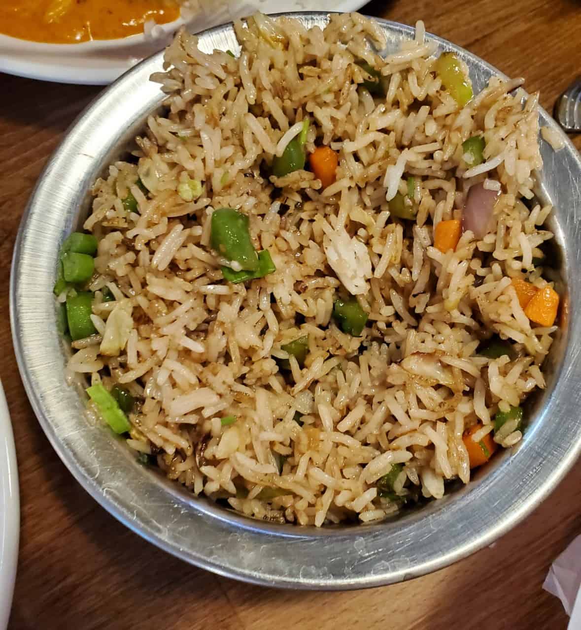 Vegetable Fried Rice Indian Bites Restaurant  - Little seeker requested rice for dinner. Easy enough! Indian Bites has a few options for rice meals. The vegetable fried rice was the pick for tonight. 