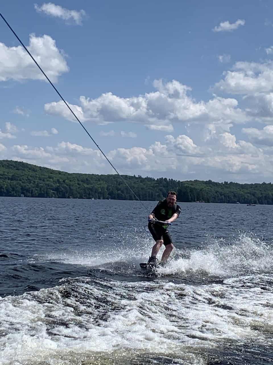 Wakeboarding on Mary Lake Ontario Canada - One of my favourite activities on Mary Lake in Huntsville, Ontario is wakeboarding. It is almost like snowboarding, but on water instead of snow.