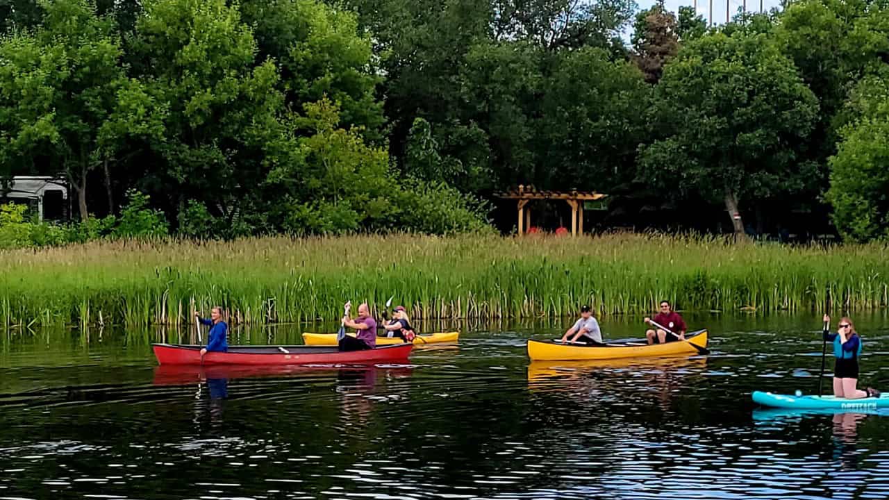 Colorful Canoes - Moose Jaw Saskatchewan - Colorful canoes on the Moose Jaw River passing by the Lorne Calvert Campground.
Moose Jaw, Saskatchewan