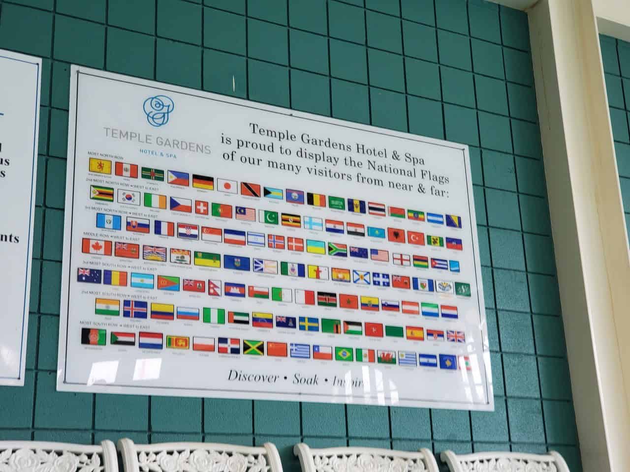 Many Visitors from Around the World - There used to be flags hanging above the pool, but now there is just this cool sign with some of the different countries that visitors have come from.