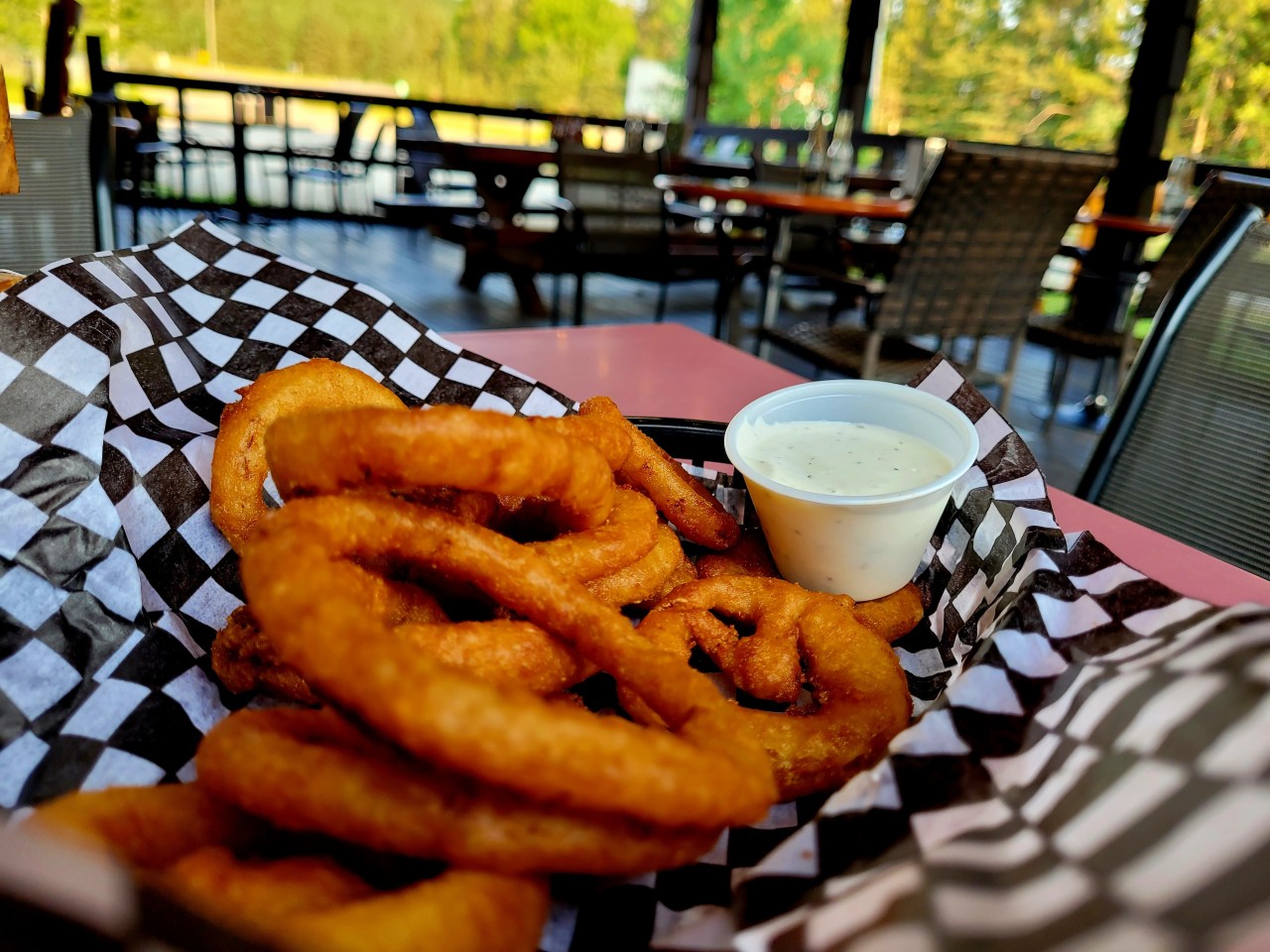 Onion Rings at The Bearberry Saloon - Sundre Alberta - Perfectly crisp and yummy Onion Rings at the Bearberry Saloon, Sundre, Alberta, Canada.