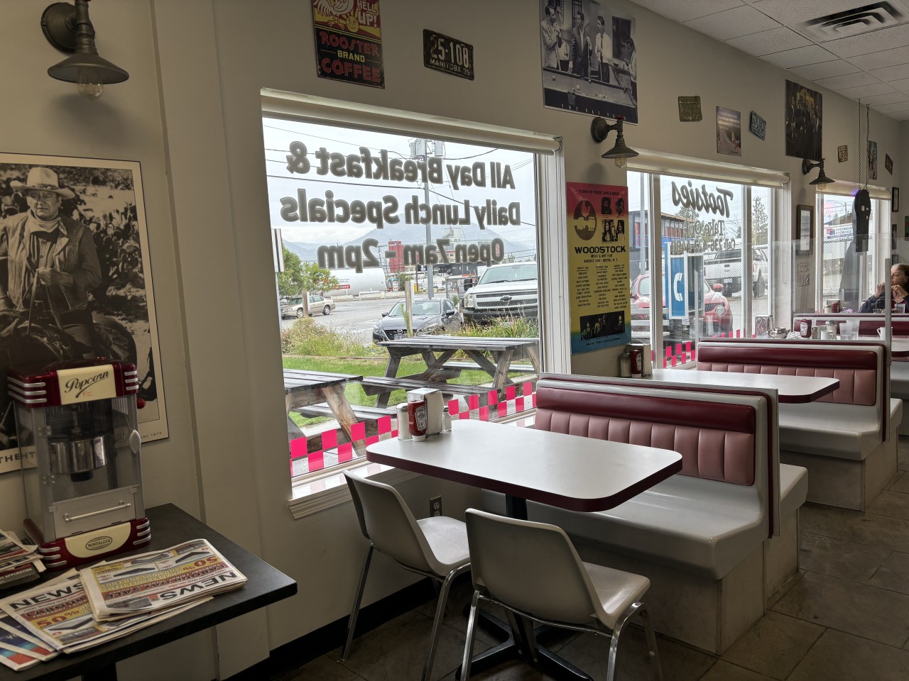 Interior of Tootsies Diner in Penticton British Columbia 2024-09-25 - Tootsies Diner is open Monday to Friday from 7am to 2pm. We found it was a great place to have breakfast. Very traditional, good prices. 