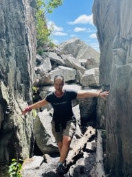 Climbing the Crack in Killarney Provincial Park Ontario Canada