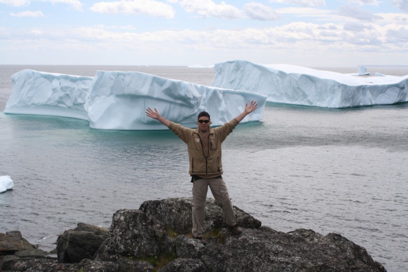 Sightseeing Fisher Point Park NFLD - Sightseeing Fisher Point Park NFLD. Bro enjoying the views of icebergs in St. Anthony in Newfoundland Canada while exploring the Whale Watcher Trail.
