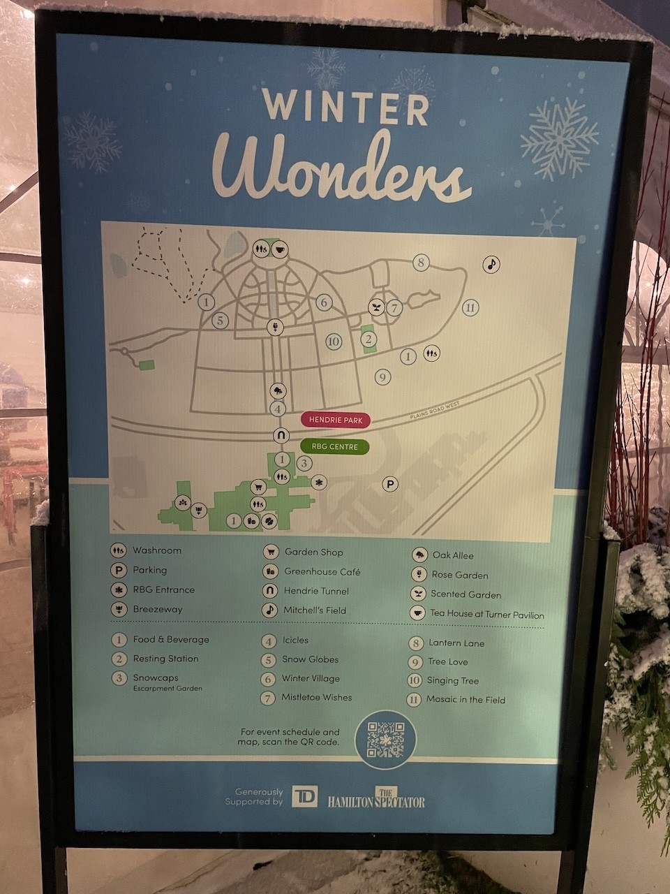 Winter Wonders Map Royal Botanical Gardens  - This detailed map of Winter Wonders was posted in a number of different location throughout the Royal Botanical Gardens in Burlington, Ontario, Canada.