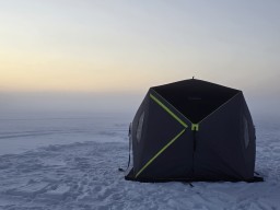 Foggy Ice Fishing Burnstick Lake Alberta 