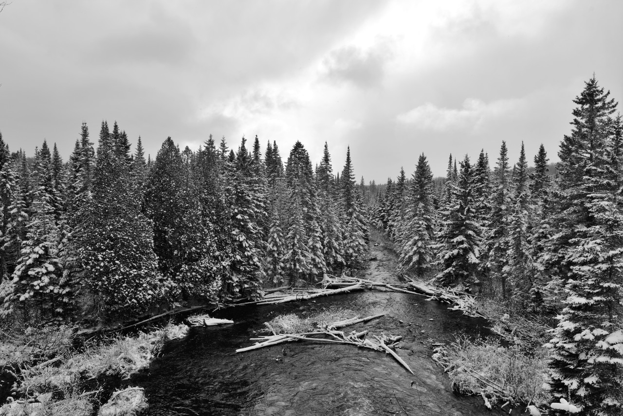 Scenic River Crossing on le Petit Temis - The Parc linéaire interprovincial Petit Témis trail crosses many scenic rivers and streams in Quebec and New Brunswick Canada