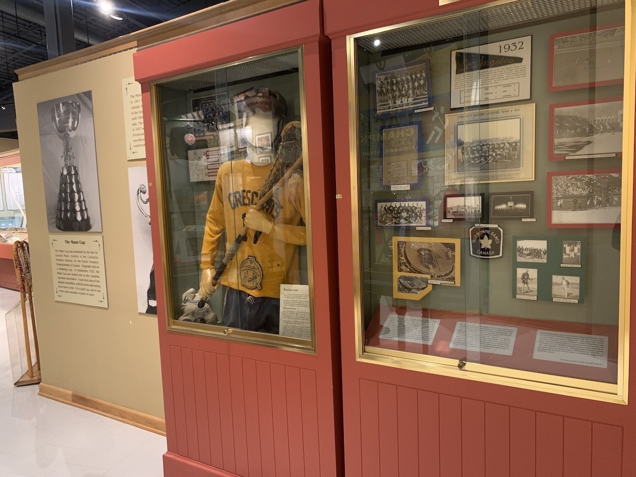 Ontario Lacrosse Hall of Fame St. Catharines Ontario Canada 2025-01-24 - The Ontario Lacrosse Hall of Fame features lacrosse artifacts and memorabilia carefully preserved in glass showcases.