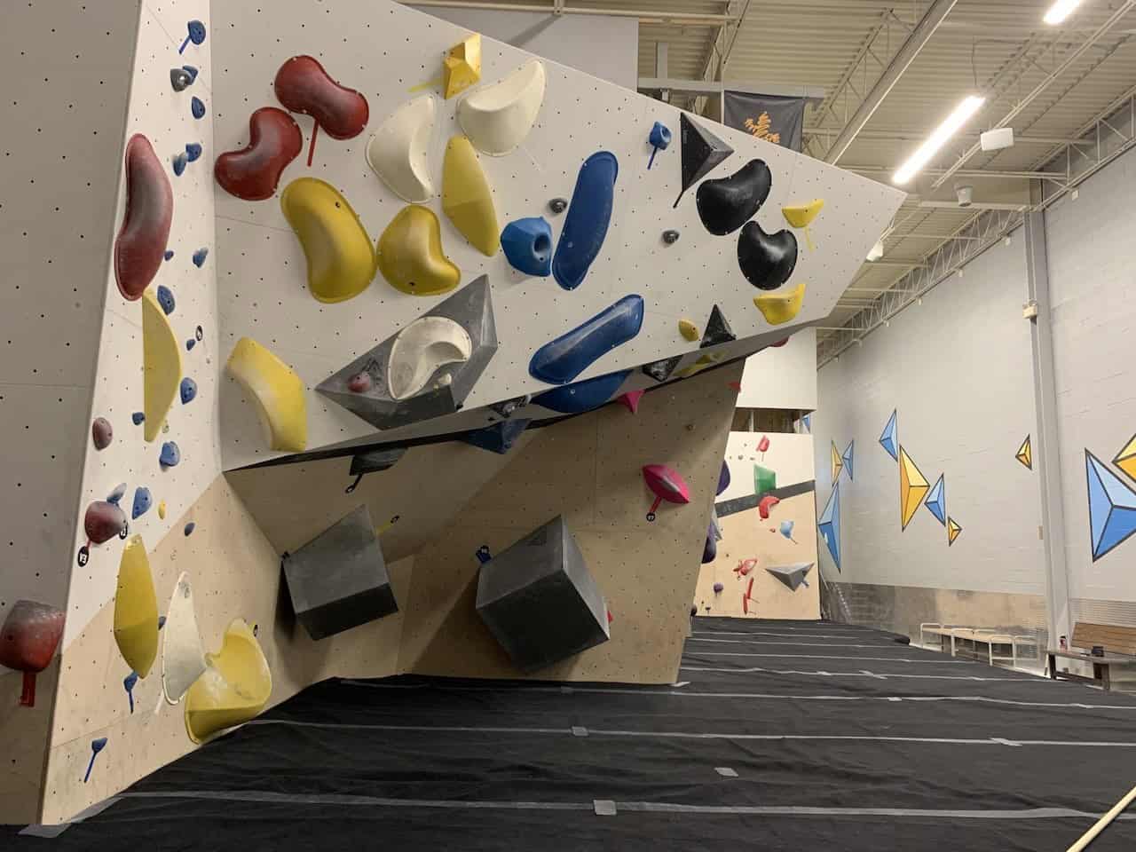 Bouldering at Climber's Rock Burlington Ontario Canada  - The indoor climbing holds at Climber's Rock come in a variety of shapes, sizes, and colours in Burlington, Ontario, Canada.