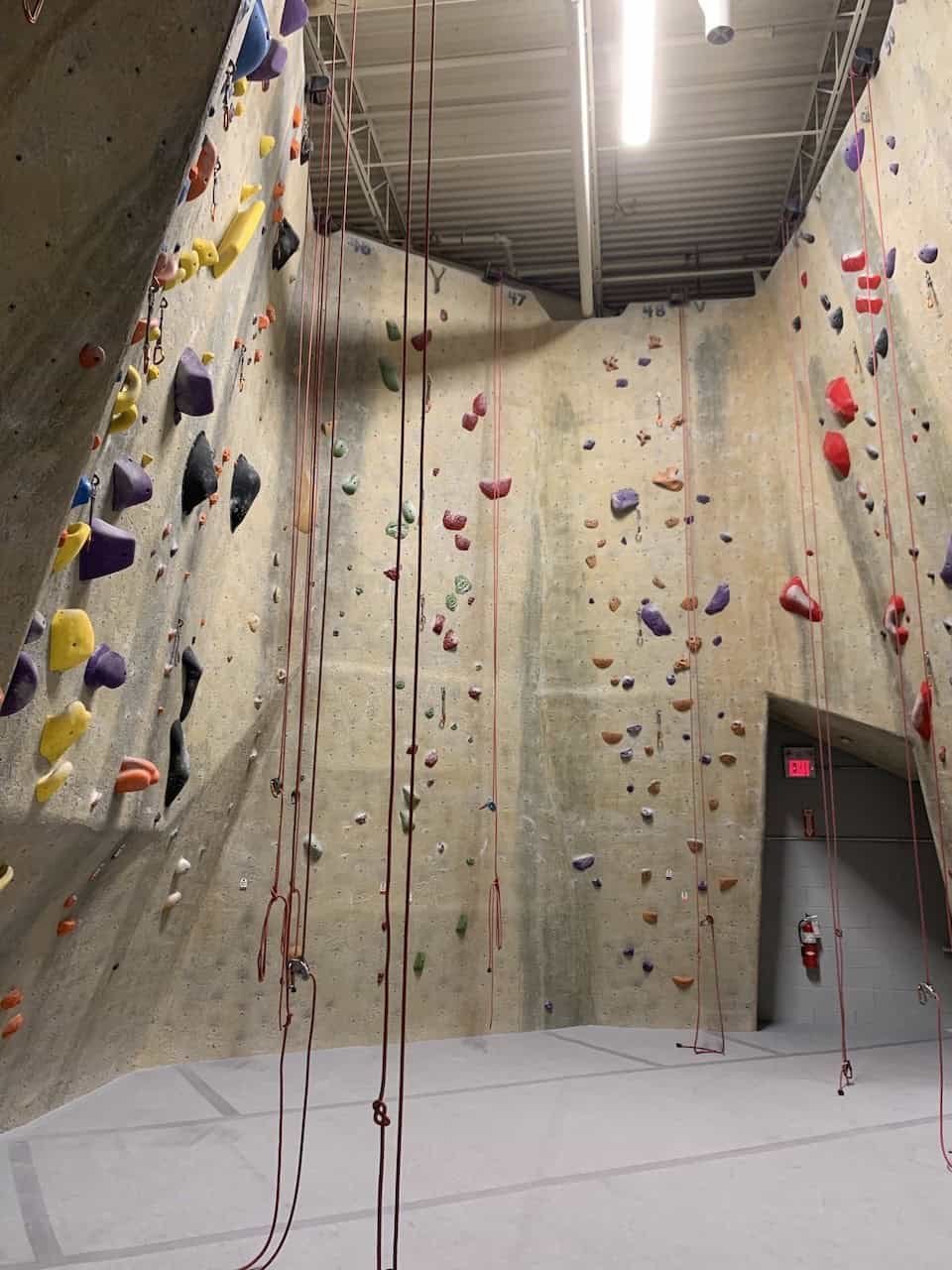 Variety of Climbs at Climber's Rock Burlington Ontario Canada  - Climber's rock provides more than 12,000 sq. ft. of terrain including 70 top rope stations in Burlington, Ontario, Canada.