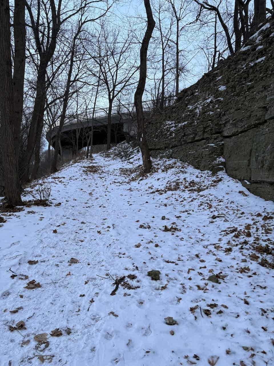 Snowy Bruce Trail Hamilton Ontario Canada - The Bruce Trail is a popular spot for hiking, walking, biking, and other recreation activities in Hamilton, Ontario, Canada.