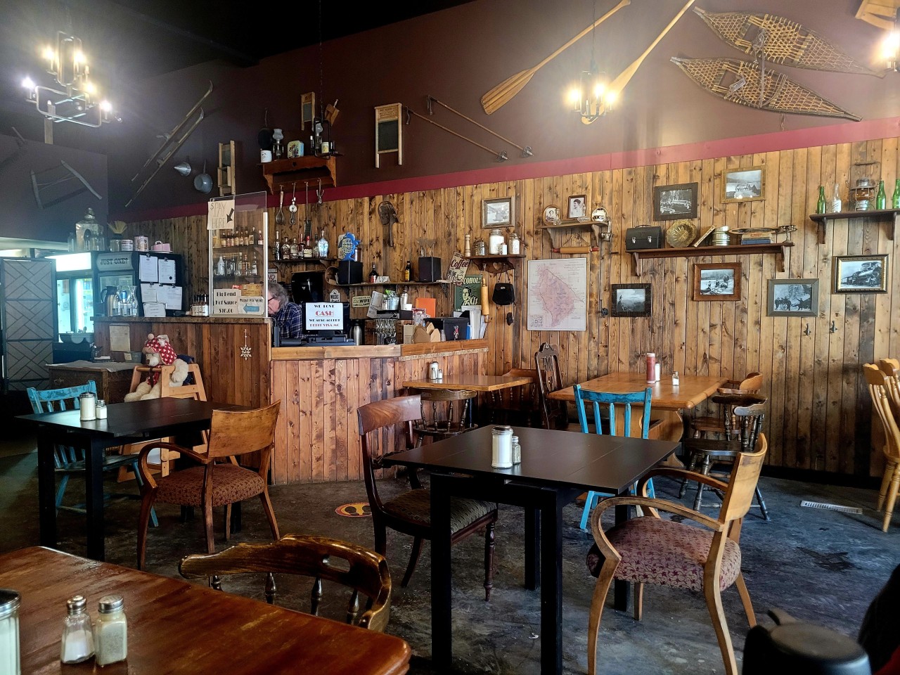 Comfortable Seating at Big Bend Café in Revelstoke British Columbia Canada  - Comfortable seating and lots to look at in the Big Bend Café Restaurant in Revelstoke, British Columbia, Canada.