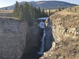 Bighorn Falls Still Partially Frozen