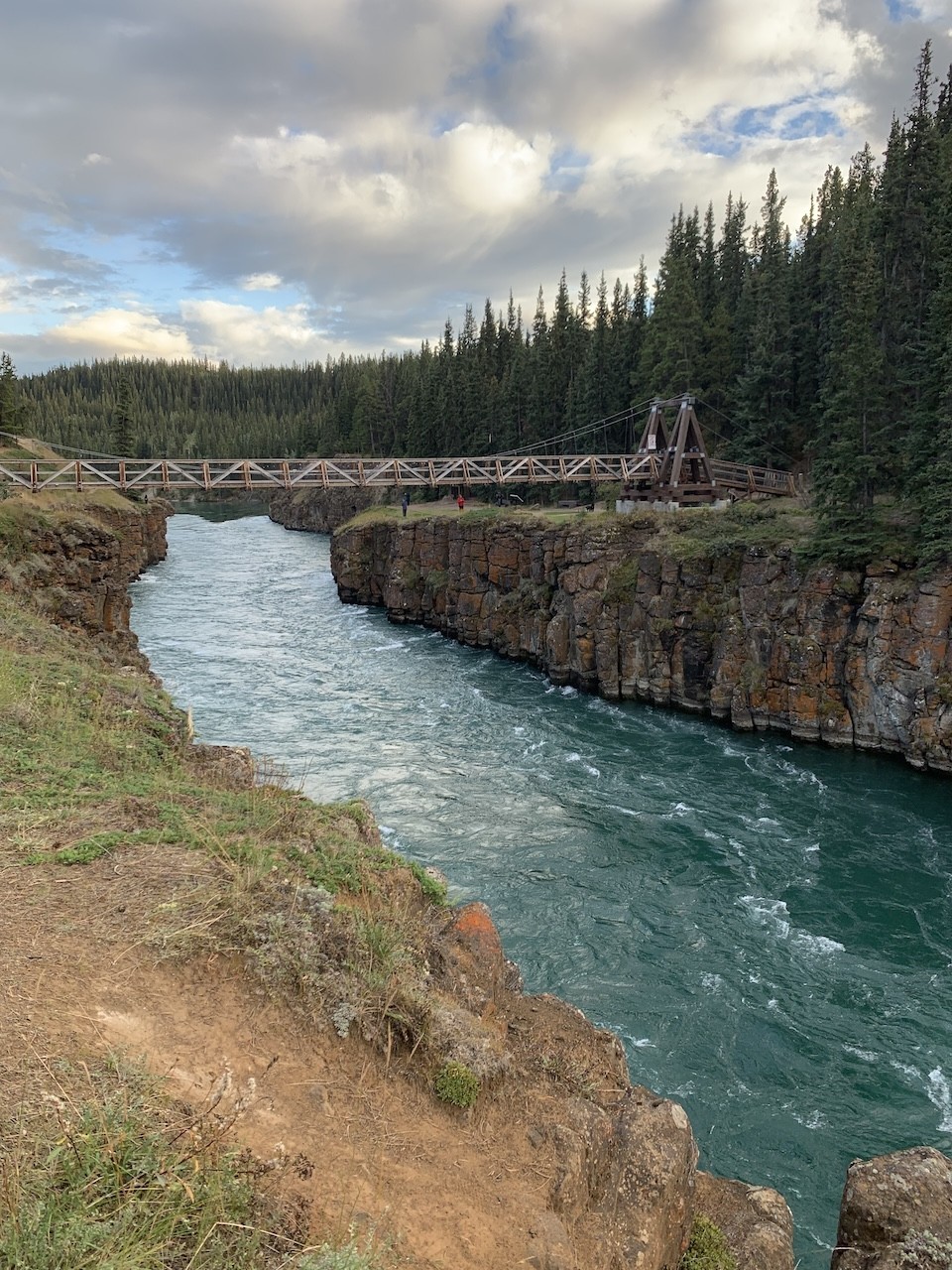 Views-of-Miles-Canyon-Bridge-Yukon - We walked on a dirt trail along the river to get to the Miles Canyon Bridge in Whitehorse, Yukon, Canada.